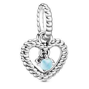 Pandora Sky Blue Crystal Beaded Heart Dangle Charm - 11979366